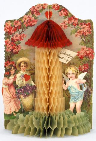 Valentinskarte mit großem Honeycomb als gestalterisches Element
